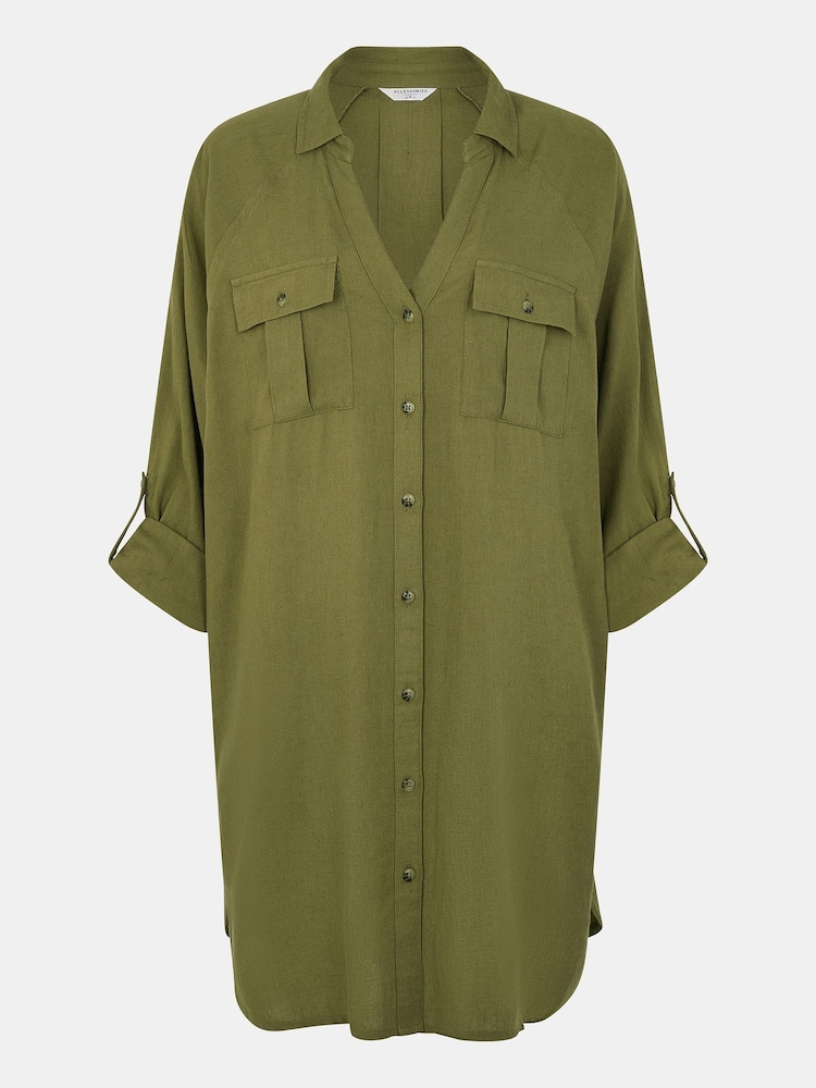 Accessorize Green Long Sleeve Beach Cover-Up Shirt - Image 4 of 4 Accessorize Green Long Sleeve Beach Cover-Up Shirt - Image 4 of 4