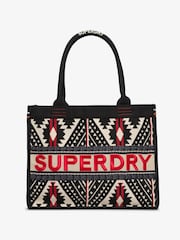 Superdry Black Luxe Embroidered Tote Bag - Image 1 of 4
