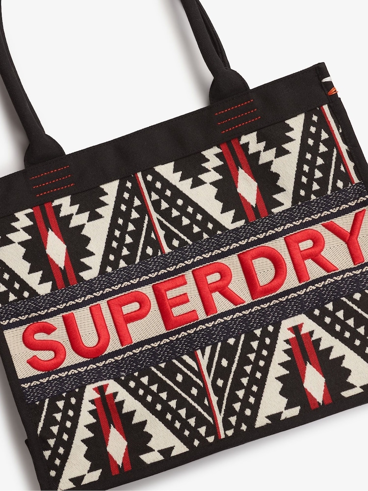 Superdry Black Luxe Embroidered Tote Bag - Image 4 of 4