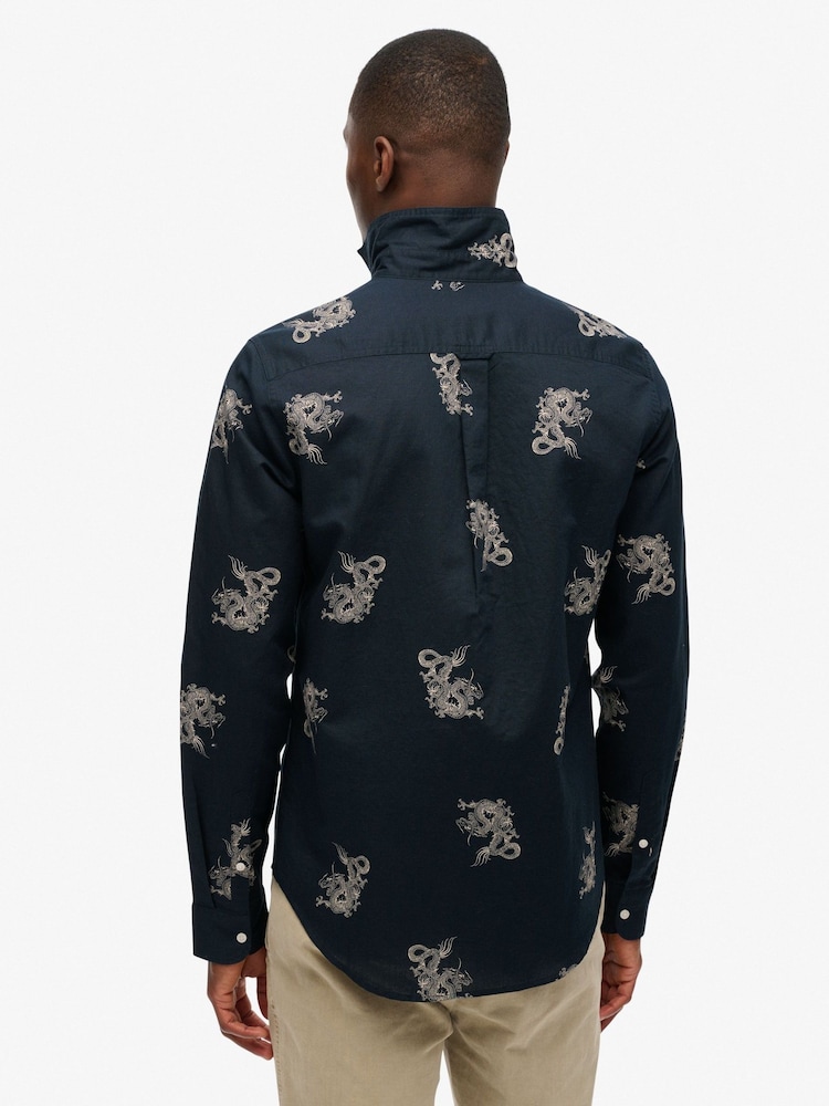 Superdry Blue Long Sleeve Beach Shirt - Image 2 of 4 Superdry Blue Long Sleeve Beach Shirt - Image 2 of 4