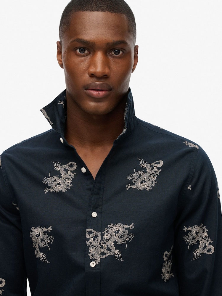 Superdry Blue Long Sleeve Beach Shirt - Image 4 of 4