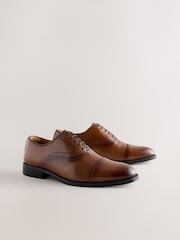 بني فاتح بني - حذاء جلد أكسفورد محدد عند الأصابع - Image 1 of 5