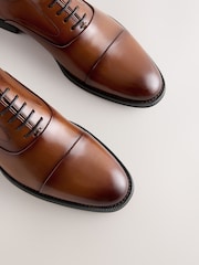 بني فاتح بني - حذاء جلد أكسفورد محدد عند الأصابع - Image 4 of 5