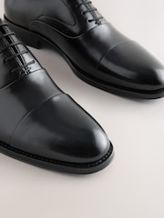 أسود - حذاء جلد أكسفورد محدد عند الأصابع - Image 4 of 6