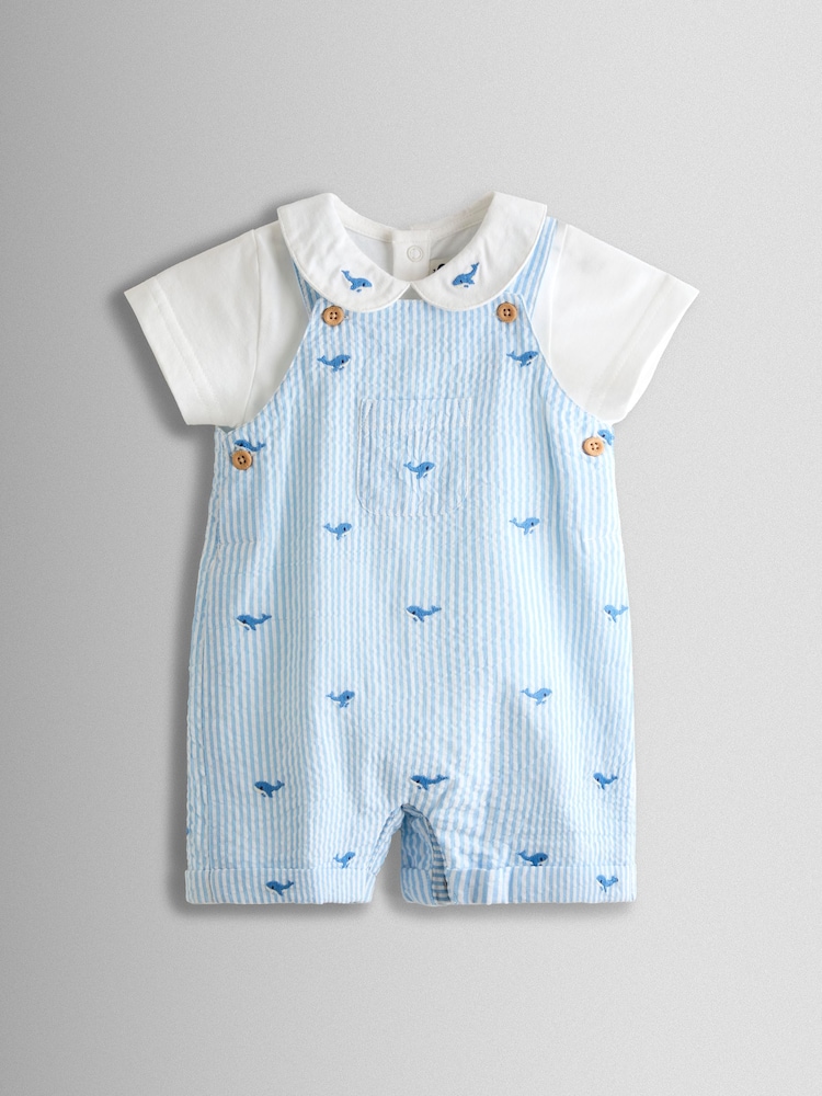 JoJo Maman Bébé Stripe Dungaree & Body Set - Image 2 de 9
