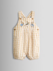 JoJo Maman Bébé Natural Peter Rabbit™ Checked Dungaree & Body Set - Image 3 of 8