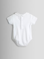 JoJo Maman Bébé Natural Peter Rabbit™ Checked Dungaree & Body Set - Image 6 of 8