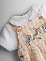 JoJo Maman Bébé Natural Peter Rabbit™ Checked Dungaree & Body Set - Image 7 of 8