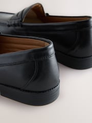 Black Standard Fit Leather Penny Loafers - Image 5 of 6