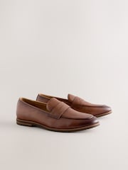 Tan Brown Leather Penny Loafers - Image 1 of 5