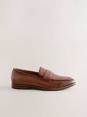 Tan Brown Leather Penny Loafers - Image 2 of 5