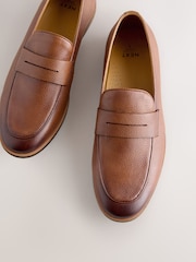 Tan Brown Leather Penny Loafers - Image 3 of 5