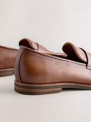 Tan Brown Leather Penny Loafers - Image 4 of 5
