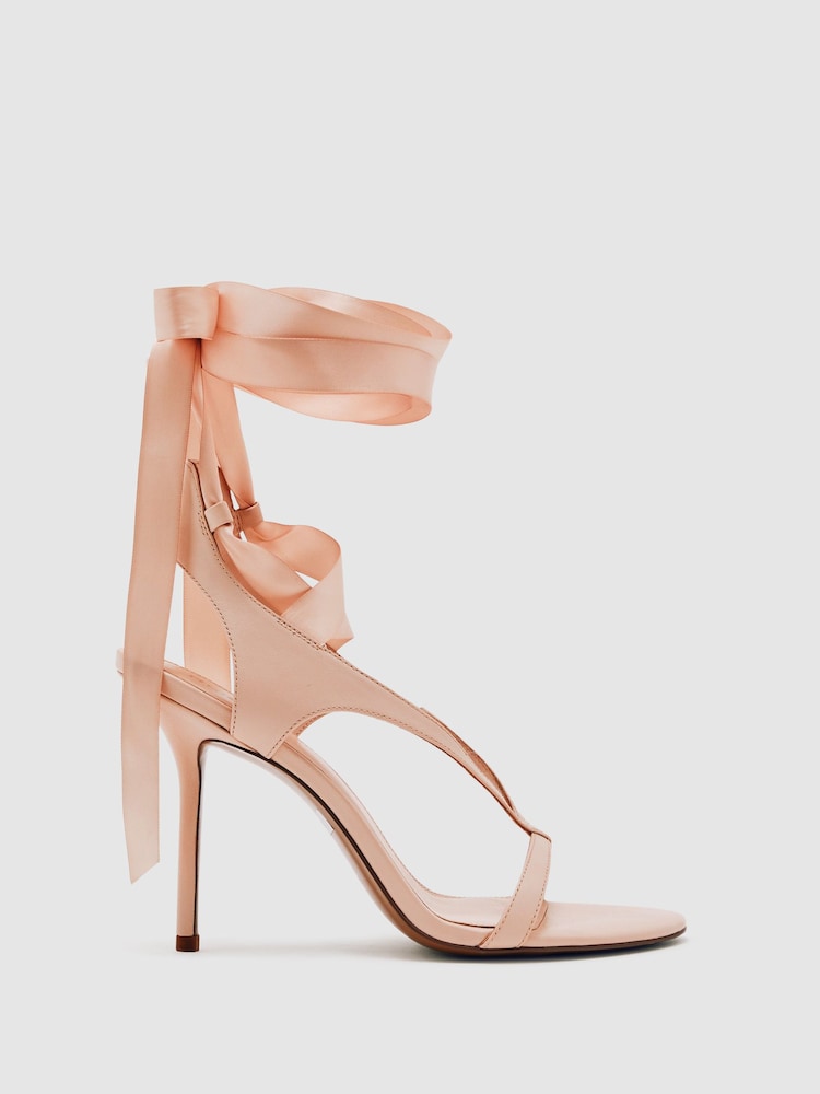 Reiss Pink Lillian Reiss | Royal Ballet Ribbon Sandals - Image 1 of 4 Reiss Pink Lillian Reiss | Royal Ballet Ribbon Sandals - Image 1 of 4
