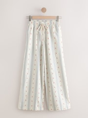 Ecru Stripe Wide Leg Trousers With Flowers - Image 5 of 7