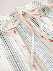 Ecru Stripe Wide Leg Trousers With Flowers - Image 6 of 7