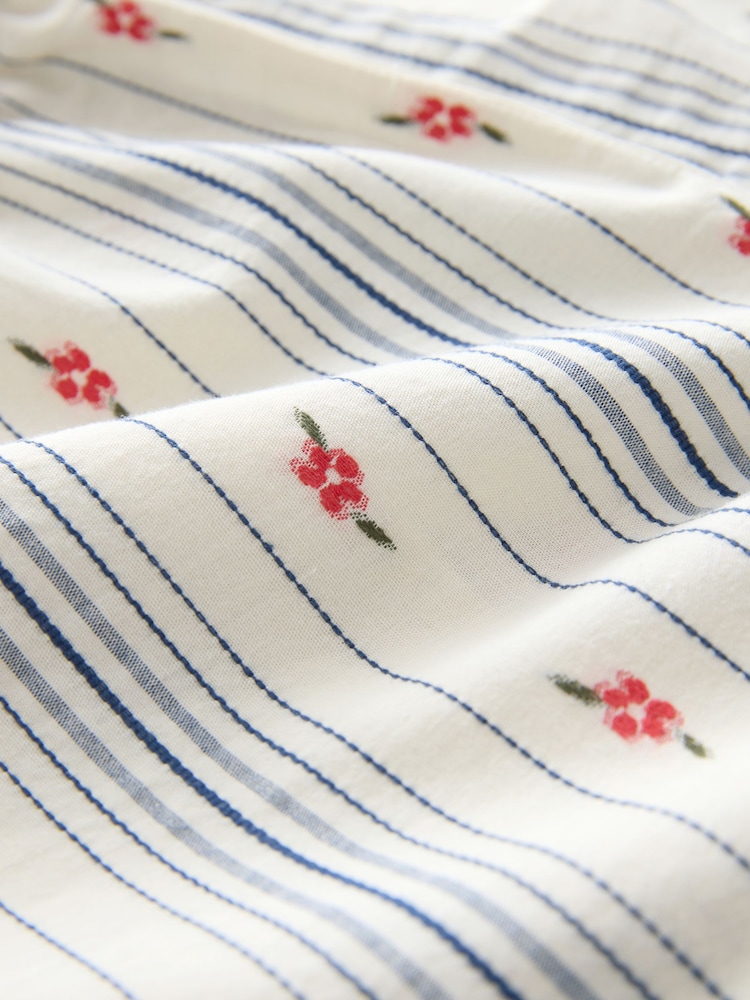 Ecru Stripe Wide Leg Trousers With Flowers - Image 7 of 7