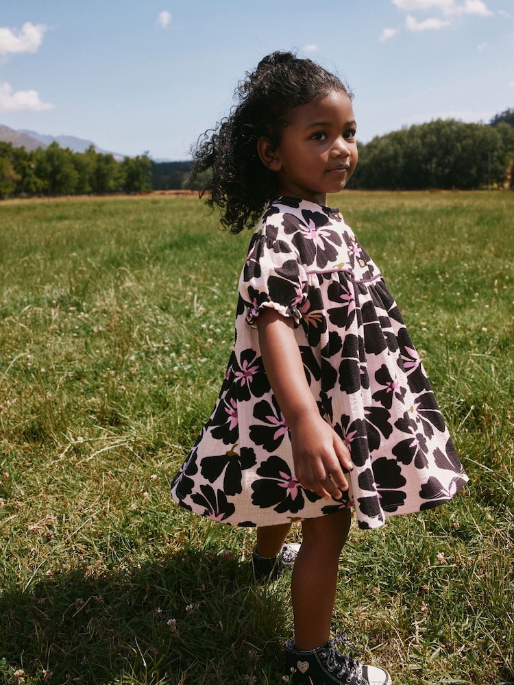 Monochrome Floral Jersey Dress (6mths-7yrs) - Image 1 of 7