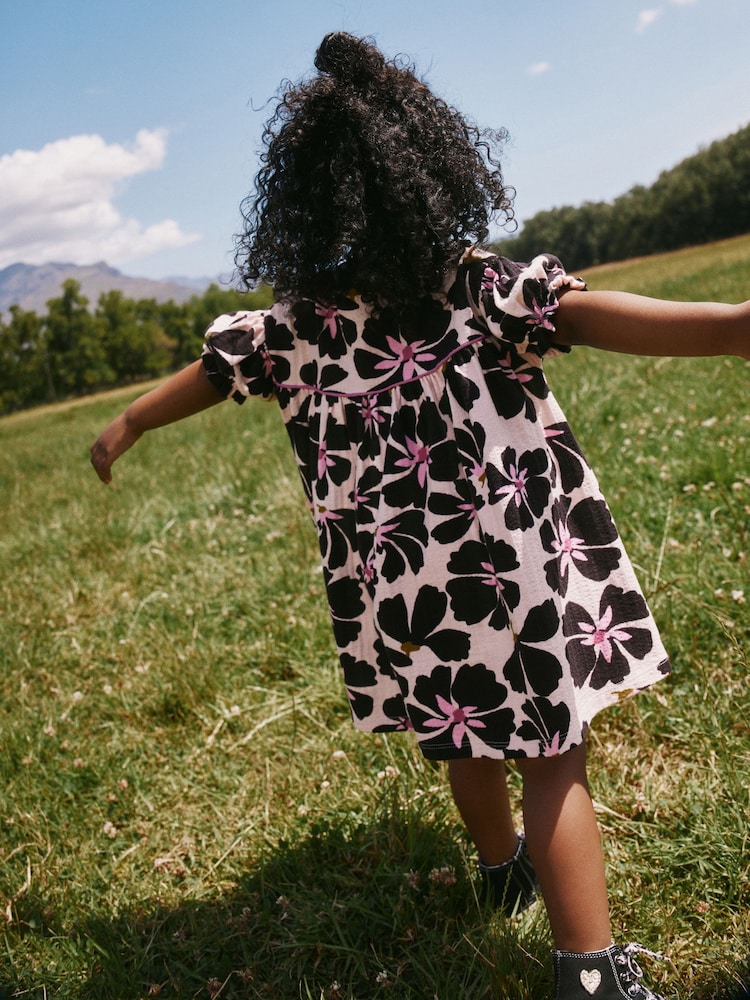 Monochrome Floral Jersey Dress (6mths-7yrs) - Image 2 of 7