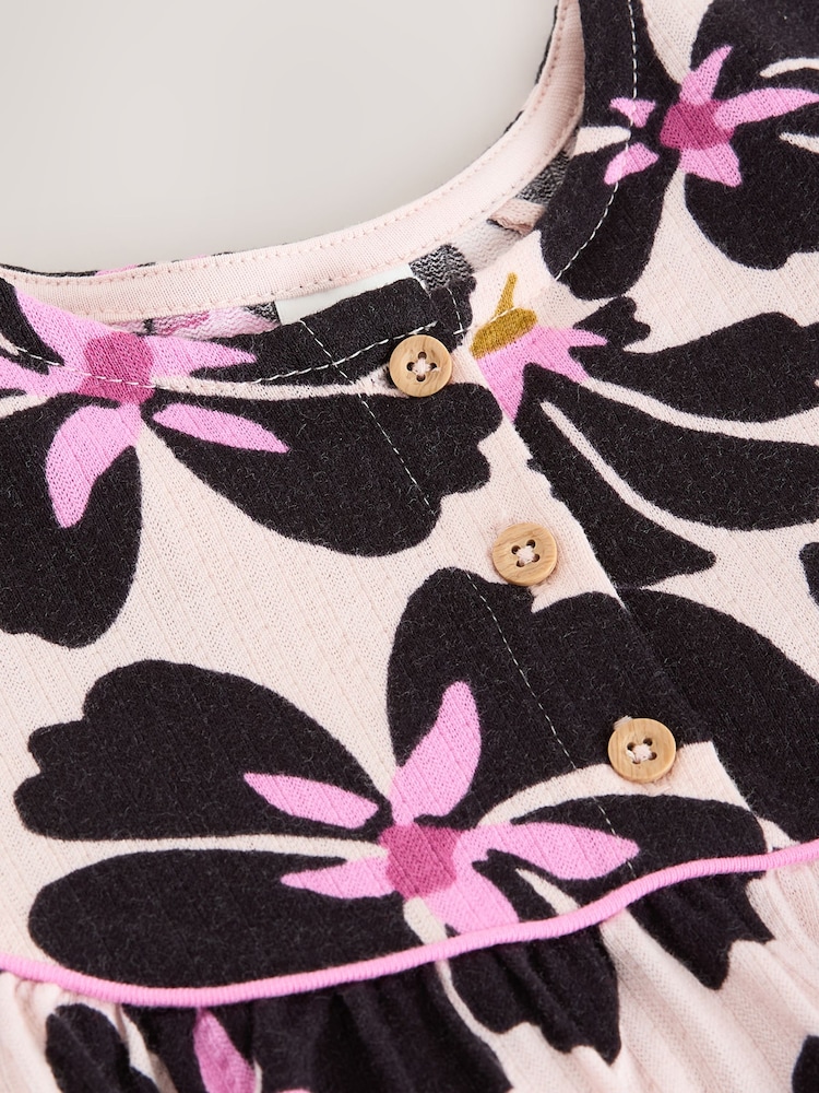 Monochrome Floral Jersey Dress (6mths-7yrs) - Image 7 of 7