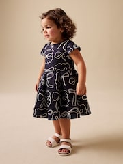 Navy Bows Scuba Occasion Dress (3mths-7yrs) - Image 1 of 3