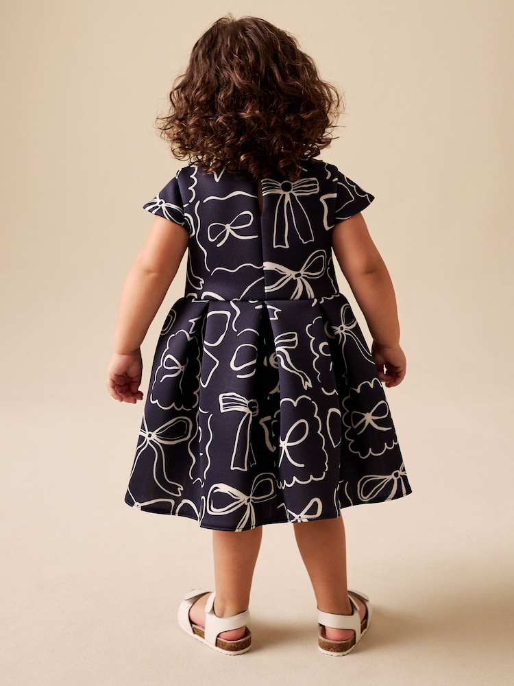 Navy Bows Scuba Occasion Dress (3mths-7yrs) - Image 3 of 3