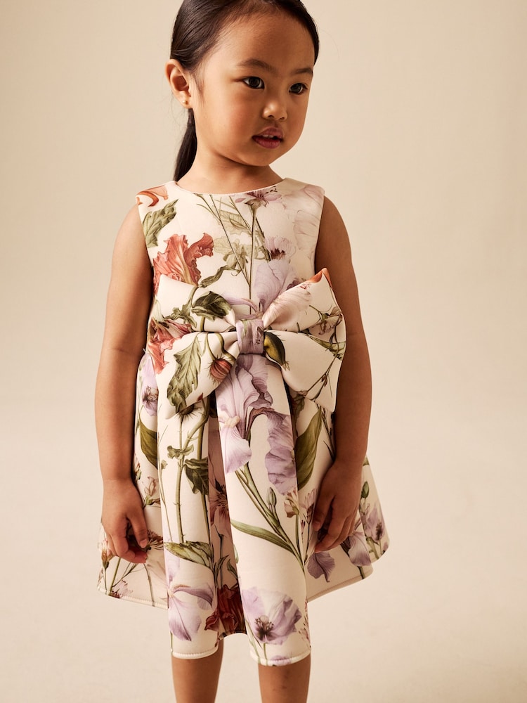 Cream Floral Scuba Occasion Dress (3mths-7yrs) - Image 2 of 4