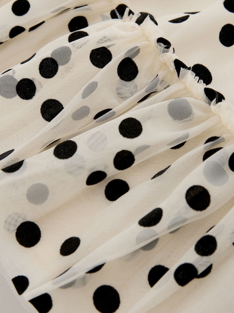 Monochrome Spot Mesh Party Dress (3mths-7yrs) - Image 8 of 8