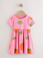 Roza z jagodami - Rebrasta obleka s kratkimi rokavi (3mes-7let) - Slika 1 iz 4