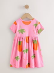 Roza z jagodami - Rebrasta obleka s kratkimi rokavi (3mes-7let) - Slika 2 iz 4