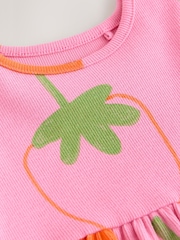 Pink Strawberry Short Sleeve Ribbed Dress (3mths-7yrs) - Image 6 of 6