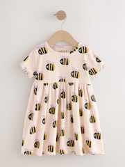 Cream Bumblebee Short Sleeve Ribbed Dress (3mths-7yrs) - Image 5 of 8