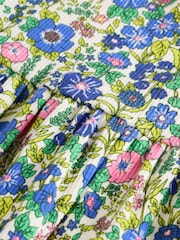 Blue Floral Short Sleeve Ribbed Dress (3mths-7yrs) - Image 3 of 4