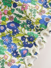 Blue Floral Short Sleeve Ribbed Dress (3mths-7yrs) - Image 4 of 4