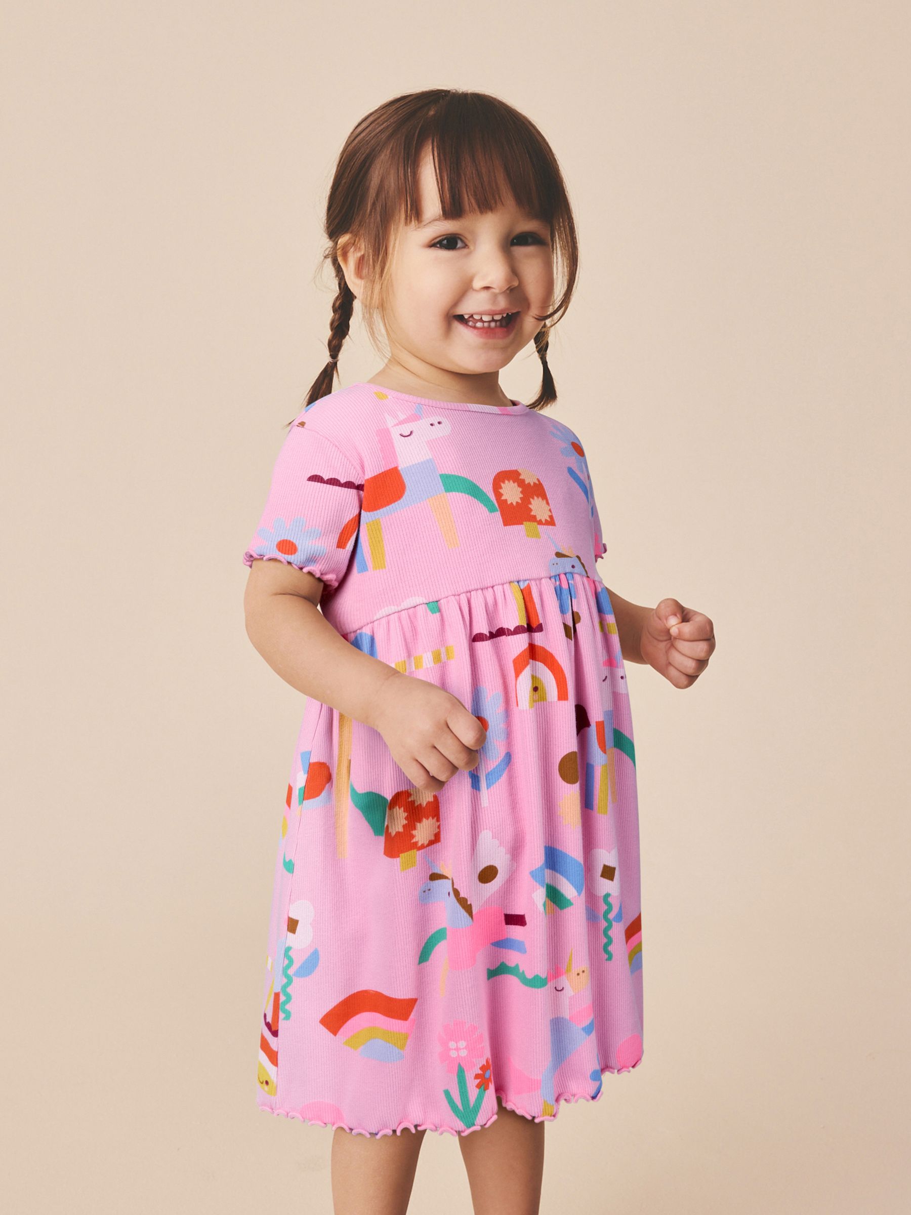 next pink unicorn dress Buy Pink Unicorn Short Sleeve Ribbed Dress (3mths-7yrs) from the Next UK  online shop