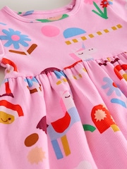 Pink Unicorn Short Sleeve Ribbed Dress (3mths-7yrs) - Image 4 of 4