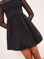 Lipsy Black Mesh 2-In-1 Puff Hem Dress (5-16yrs) - Image 2 of 4