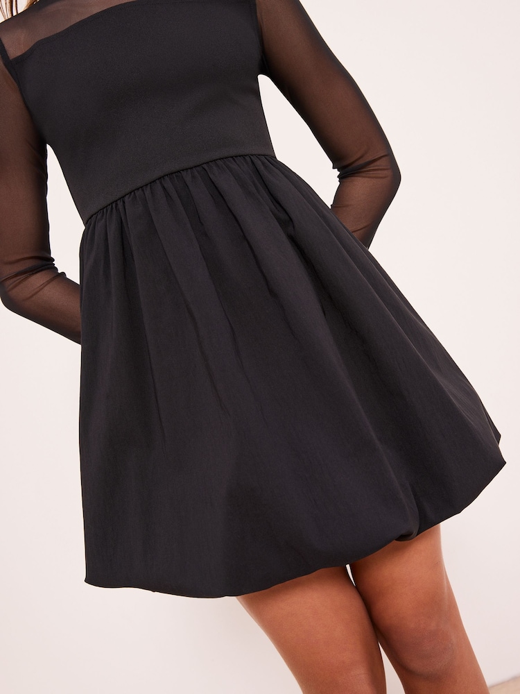 Lipsy Black Mesh 2-In-1 Puff Hem Dress (5-16yrs) - Image 2 of 4 Lipsy Black Mesh 2-In-1 Puff Hem Dress (5-16yrs) - Image 2 of 4