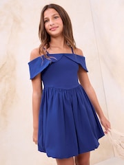 Lipsy Cobalt Blue Bardot Puffball Dress (5-16yrs) - Image 1 of 5
