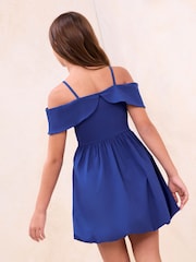Lipsy Cobalt Blue Bardot Puffball Dress (5-16yrs) - Image 4 of 5
