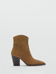 Mango Brown Suede Block-Heel Boots - Image 2 of 4