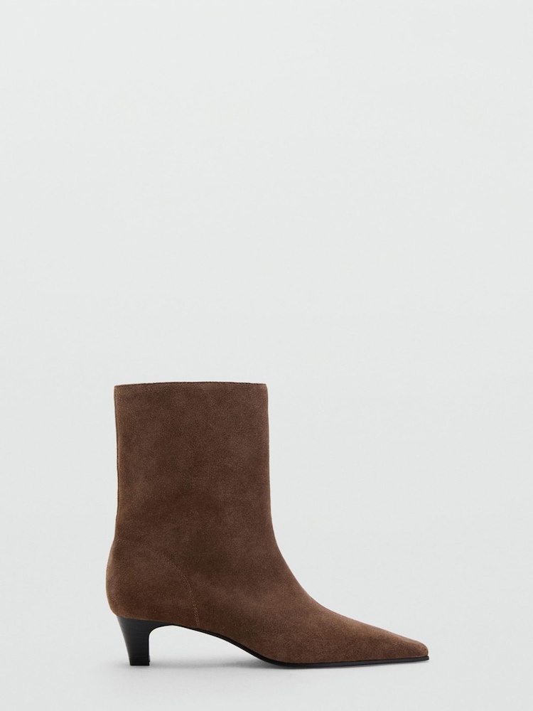 Mango Brown Suede Leather Ankle Boots - Image 2 of 4
