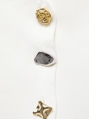 Mango White Knitted Cardigan With Jewel Button - Image 6 of 7
