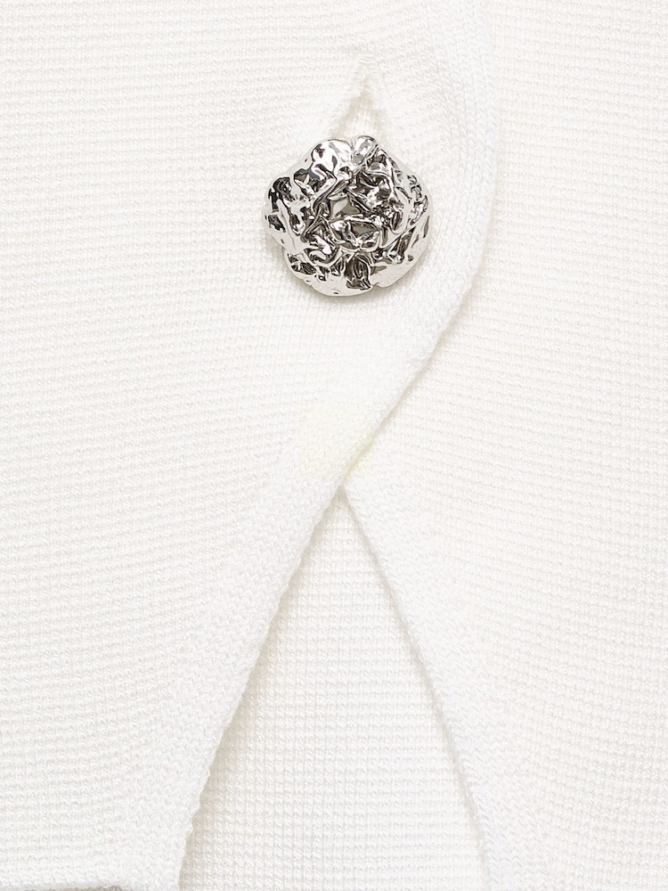 Mango White Knitted Cardigan With Jewel Button - Image 7 of 7