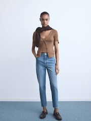 Mango Navy Blue Mom2000 High-Rise Jeans - Image 1 of 6