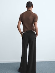 Mango Black Wide-Leg Pleated Jeans - Image 4 of 6