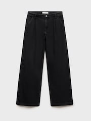 Mango Black Wide-Leg Pleated Jeans - Image 6 of 6