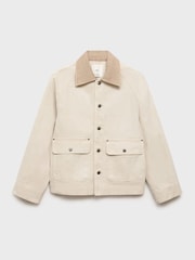 Mango White Denim Parka With Contrasting Collar - Image 4 of 5