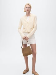Mango White Knitted Cardigan With Frayed Ends - Image 3 of 7