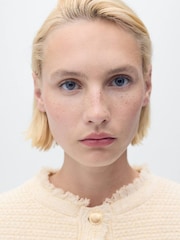 Mango White Knitted Cardigan With Frayed Ends - Image 4 of 7